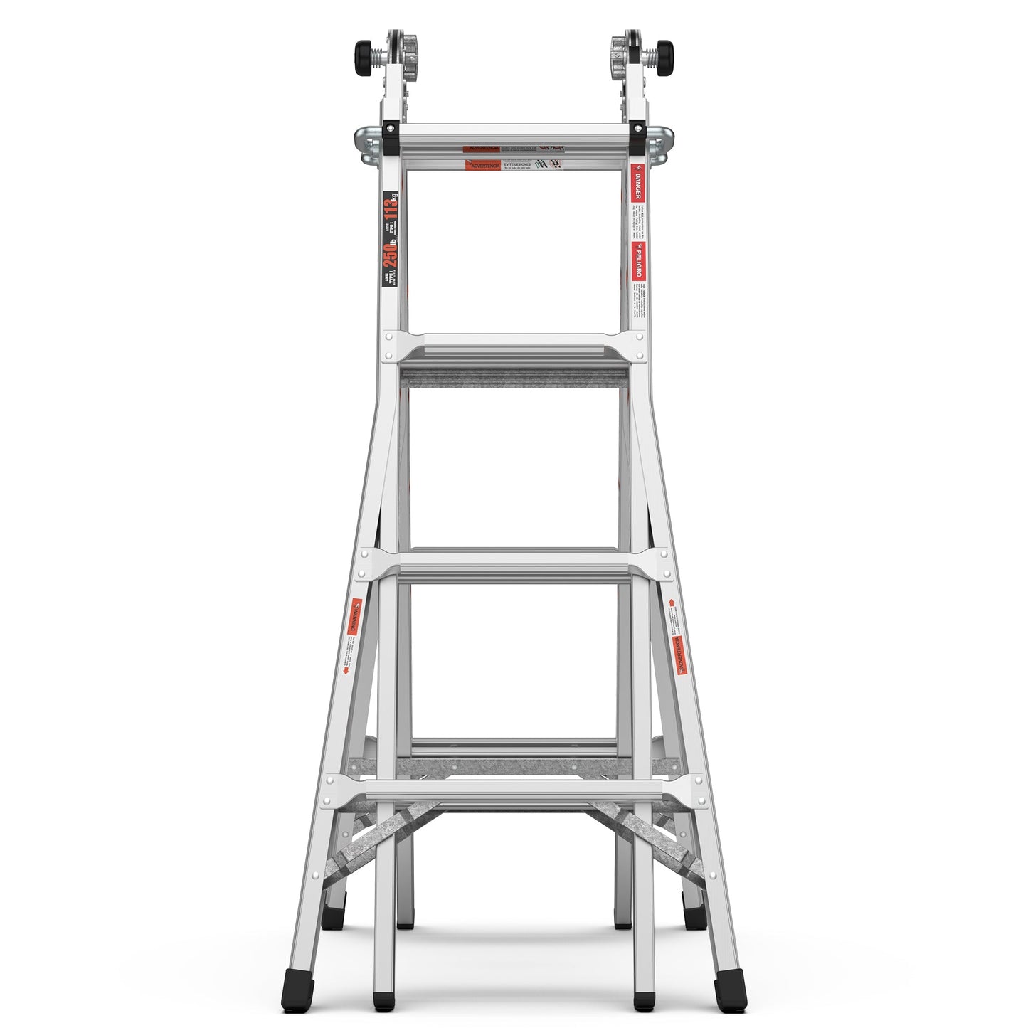 17ft Multi-Position Foldable Aluminum Ladder, A-Frame and Straight Ladder, ANSI 250lbs