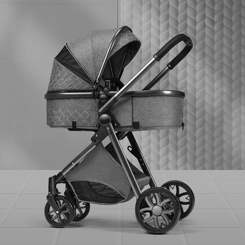 High landscape baby stroller that can sit or lie down lightweight folding