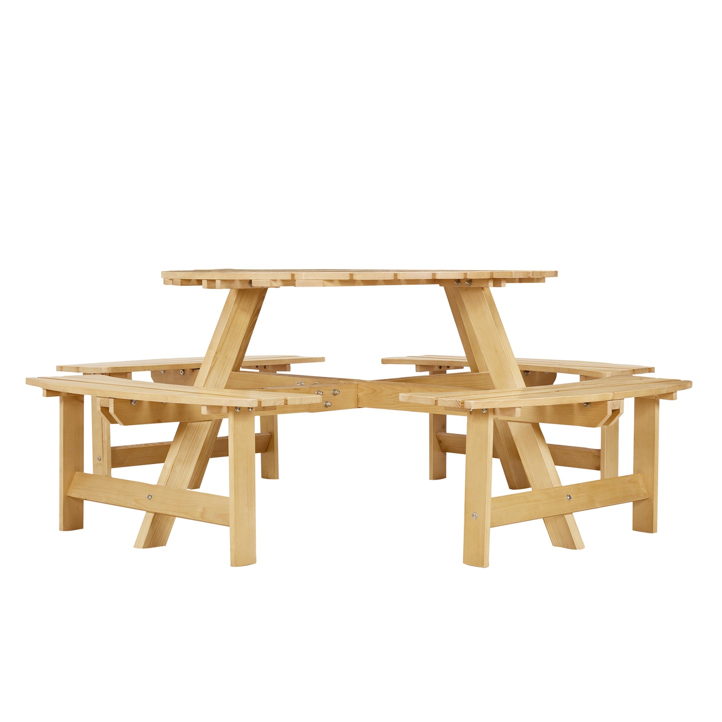 Outdoor picnic table for 8 people, circular picnic table for 8 people