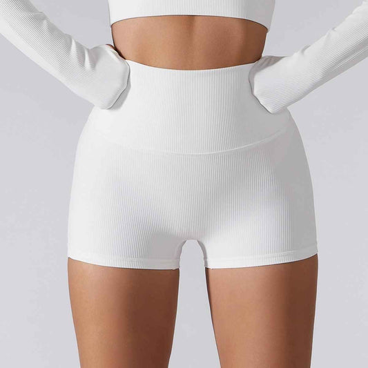 High-Waisted Ribbed Fitness Shorts