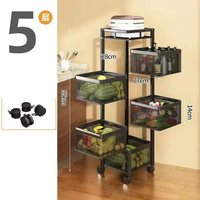 Stackable Metal Rotating Basket Rack with Wheels
