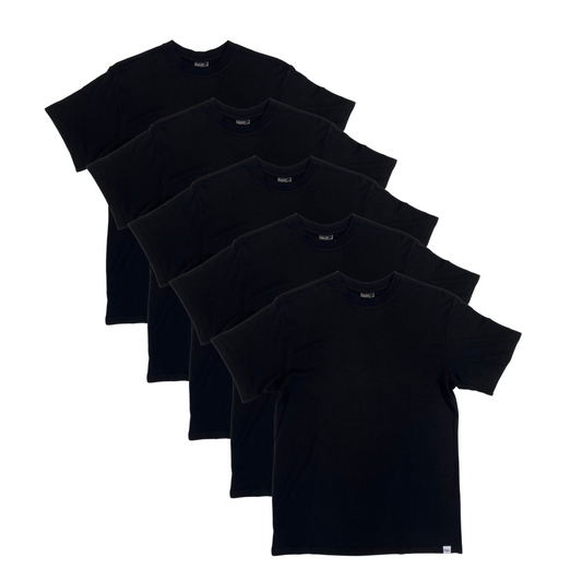 Bamboo Viscose/Organic Cotton T-Shirt Black Color - 5-Pack