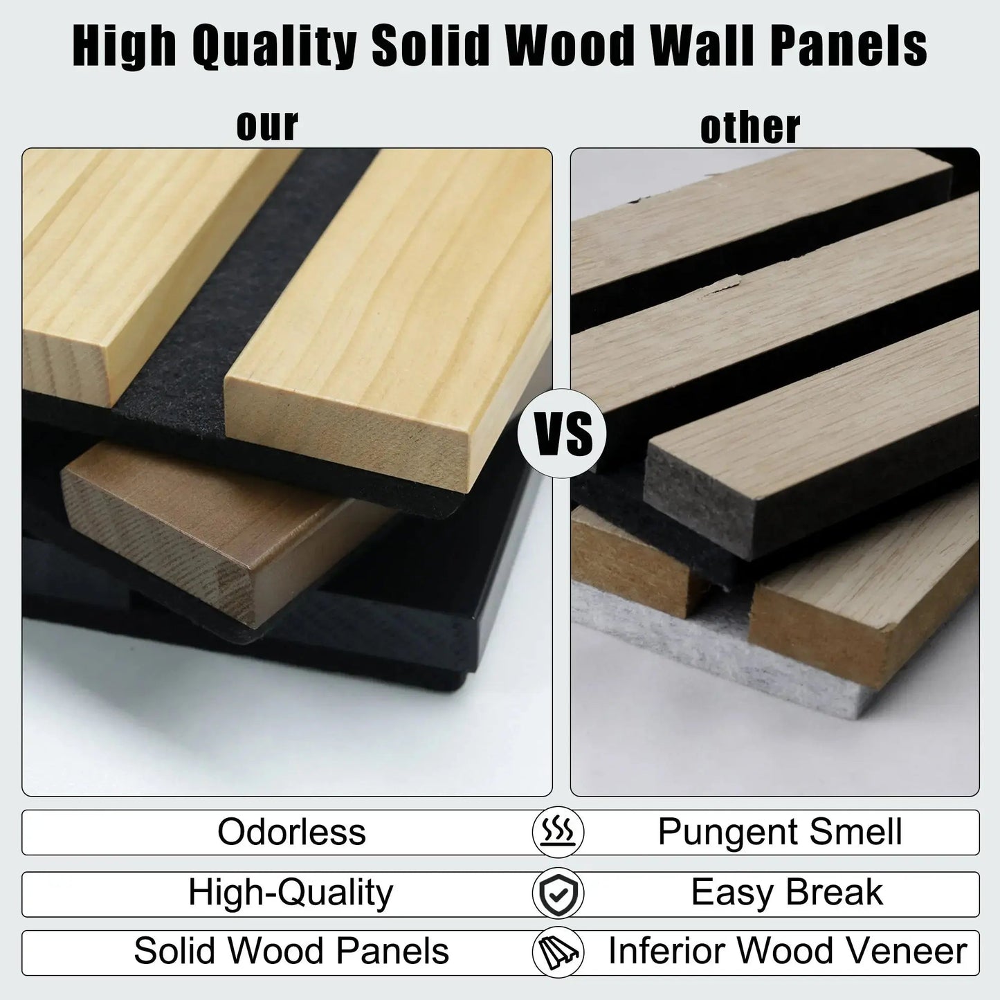 Solid Wood Acoustic Slat Wall Panels (Broad Strip)