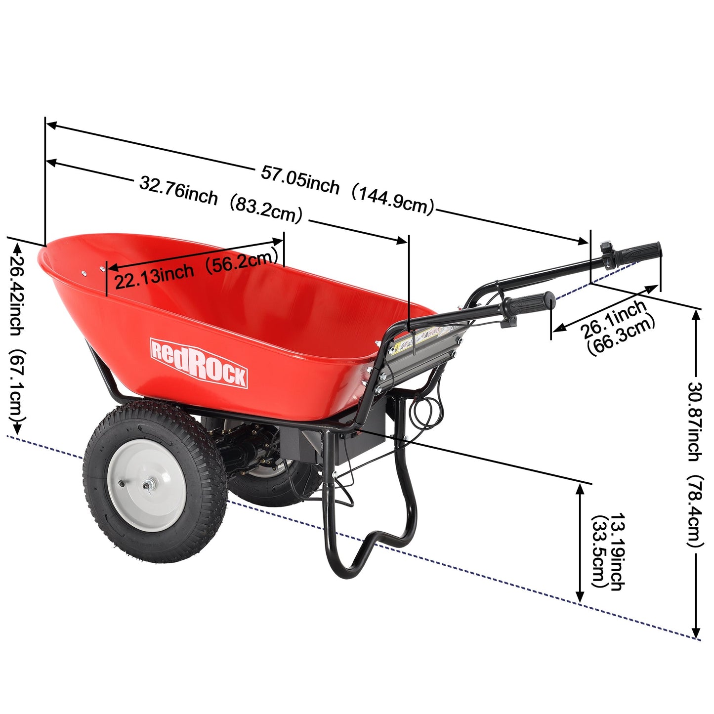 Red Rock Wheelbarrow Utility Cart Electric Powered AGM Battery 330lbs