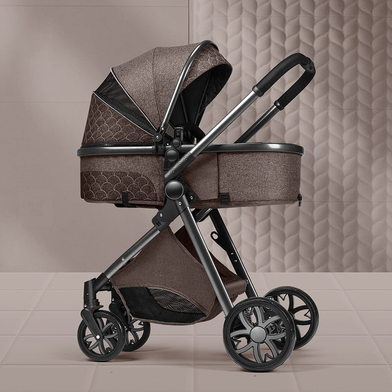 High landscape baby stroller that can sit or lie down lightweight folding