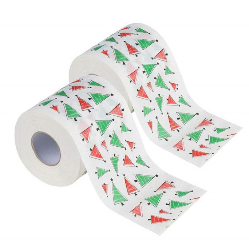 Christmas Pattern Printing Roll Toilet Paper Household  Tissue Bathroom Web Q0KD