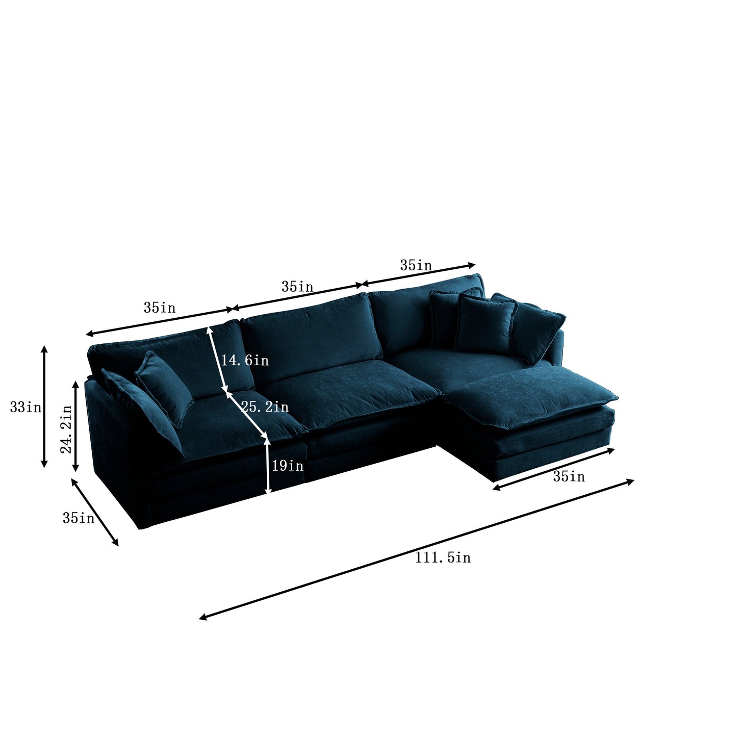 Free Combination Comfy Upholstery Modular Oversized L Shaped Sectional Sofa