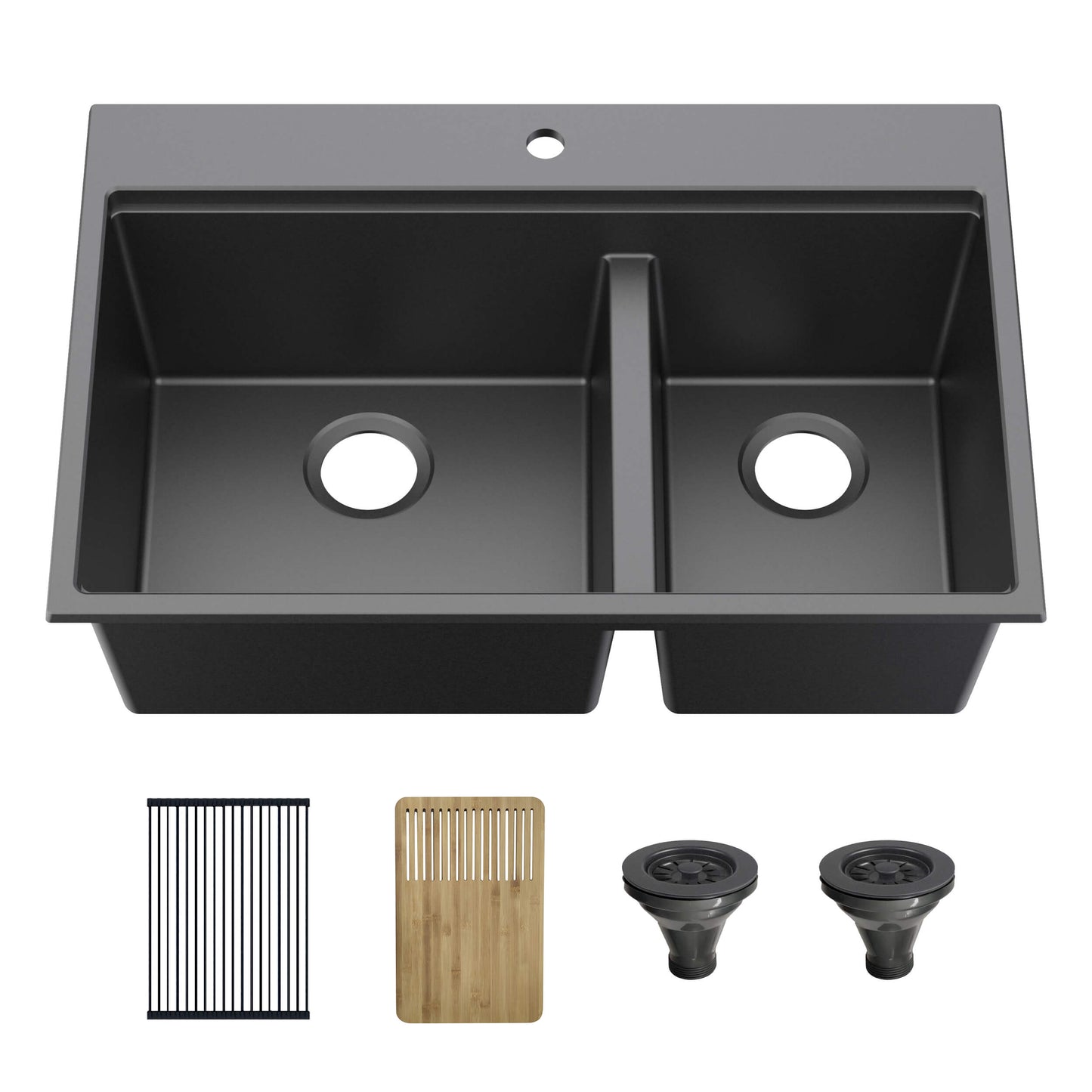 33" Top-Mount Workstation Double Bowl Quartz Kitchen Sink