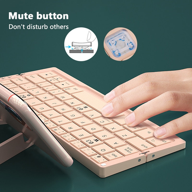 Mini Folding Keyboard Wireless Bluetooth-compatible Keyboard