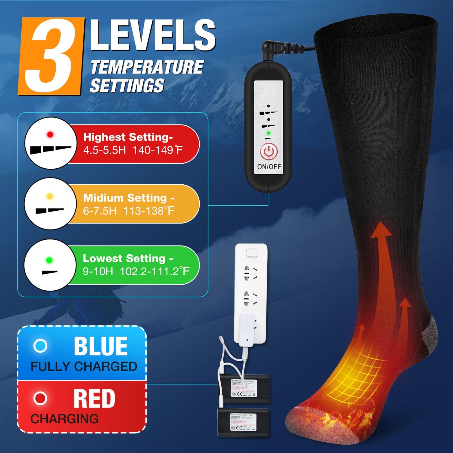 Haili Care Electric Heating Socks Rechargeable Heating Socks Adjustable