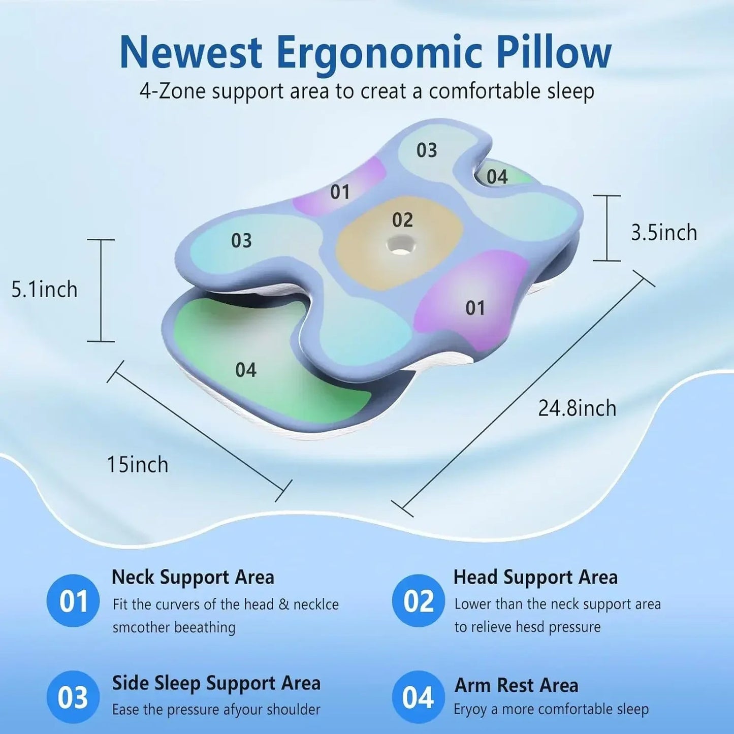 Ice Silk Pillowcase Ergonomic Cervical Pillow Memory Foam Pillow