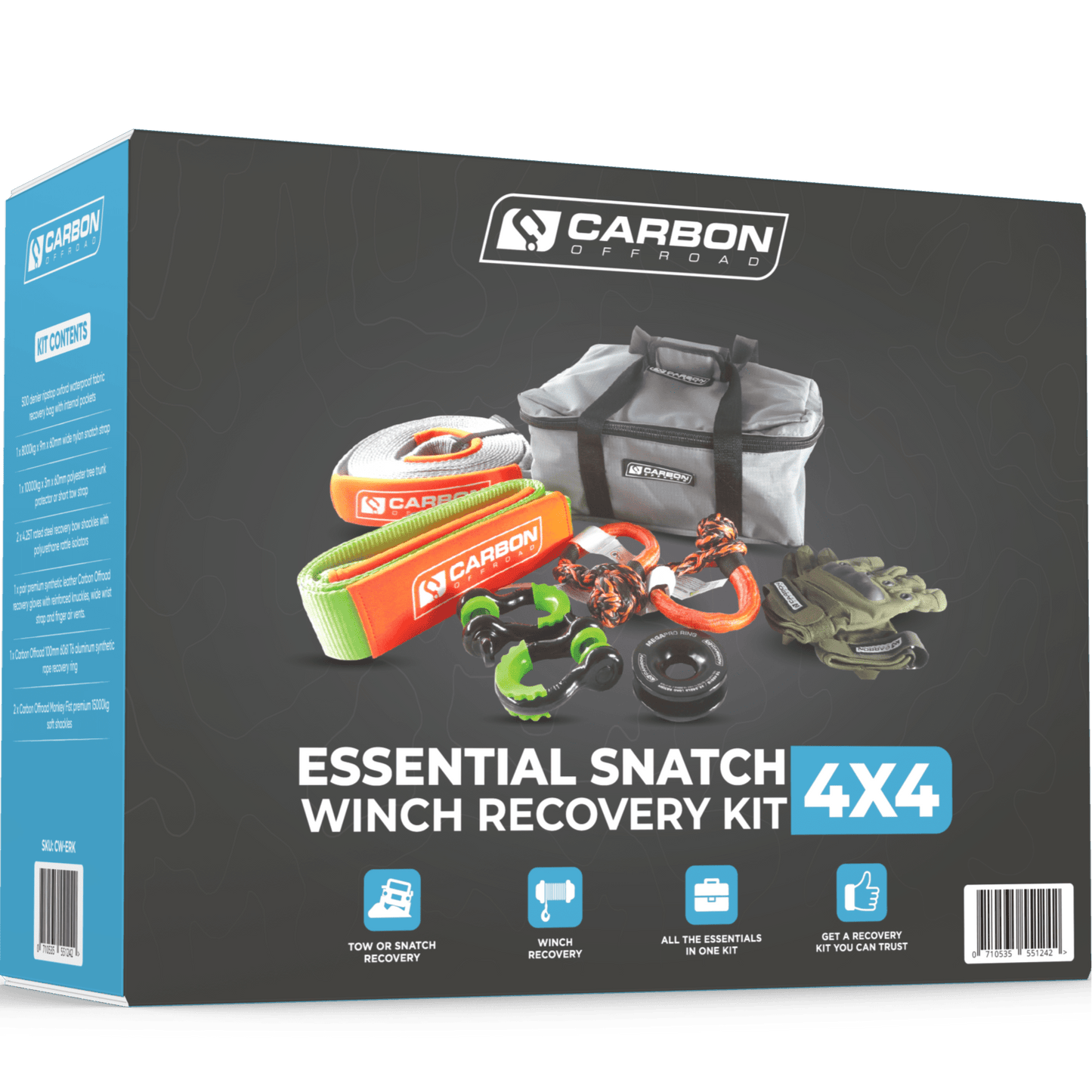 Carbon Offroad Essential Snatch and Winch 4x4 Recovery Kit