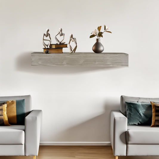 60" Rustic Wood Fireplace Mantel,Wall-Mounted & Floating Shelf for Home Decor grey
