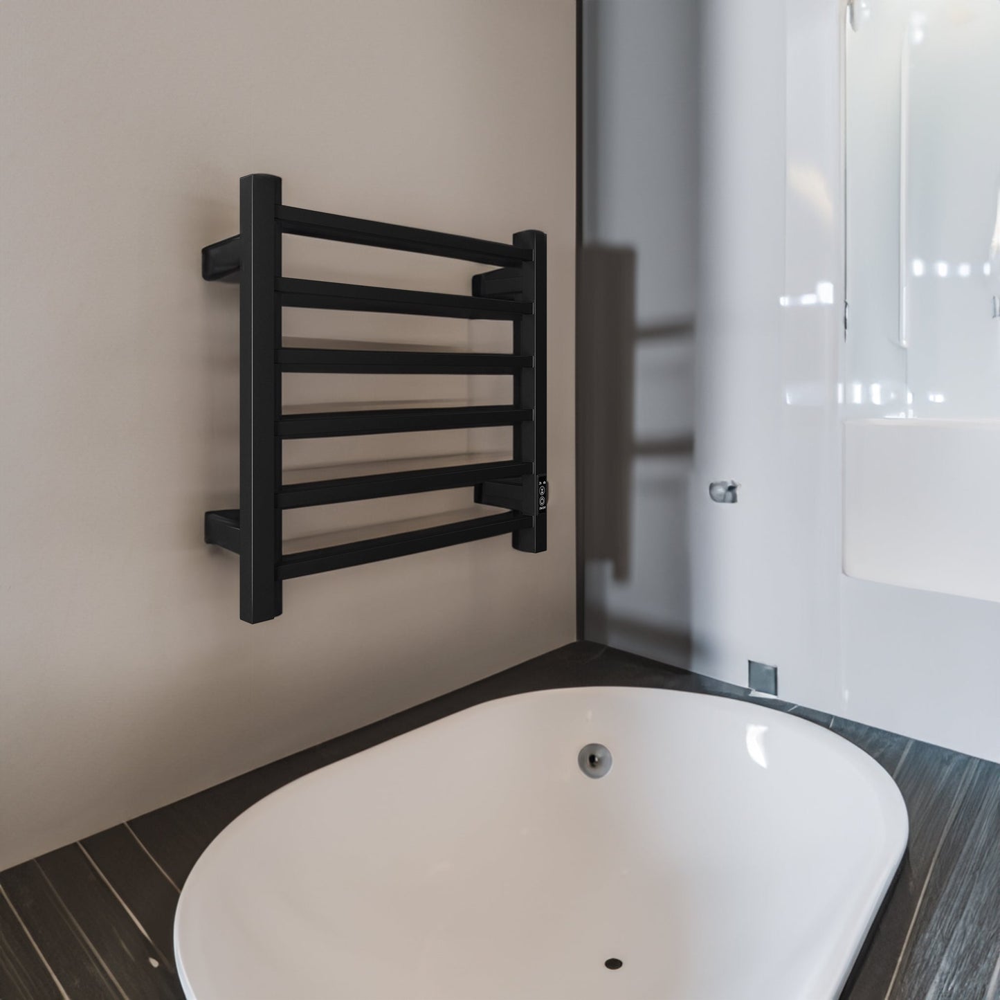 Towel Warmer 6 Bar Electric Heated Towel Rack Wall Mount Plug-in