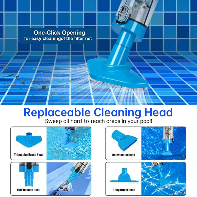 Rechargeable hand pool vacuum for spas/hot tubs/small pools