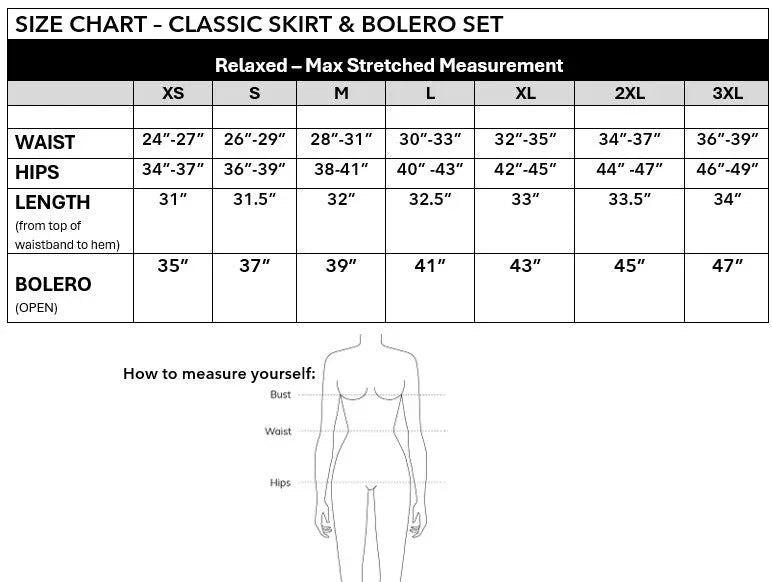 ClassicSkirtandBolero.SizeChart - shoponestop.store