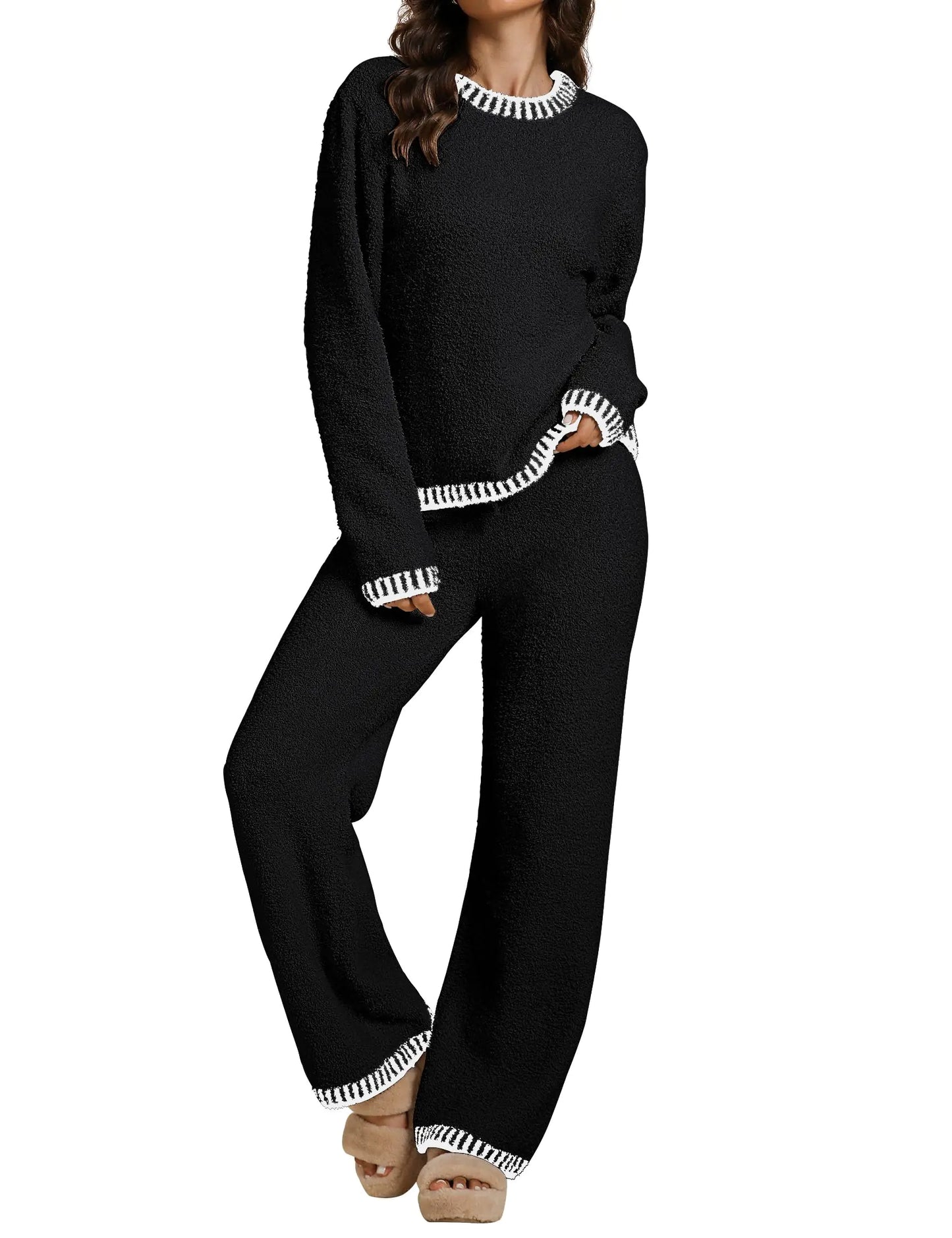 luvamia Lounge Sets For Women Fuzzy Two Piece Pants Set