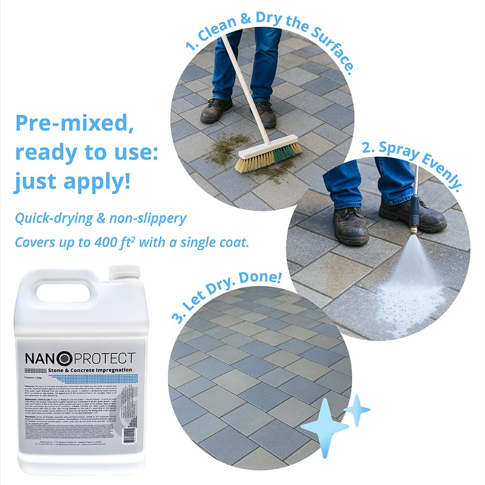 Concentrate equals 3 GAL Concrete Driveway Patio Sealer Nanoprotect - 32oz for up to 600-1200 sqft