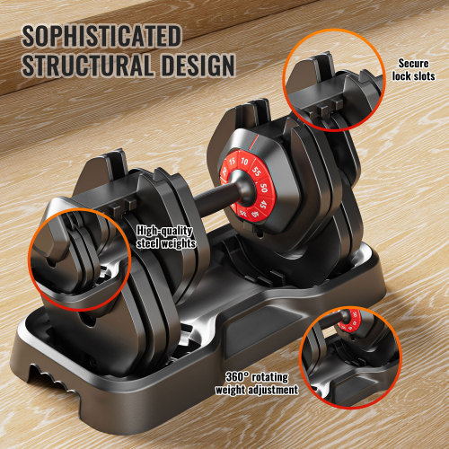 Adjustable dumbbell set, male and female 10 in 1 free dumbbell black rotating handle