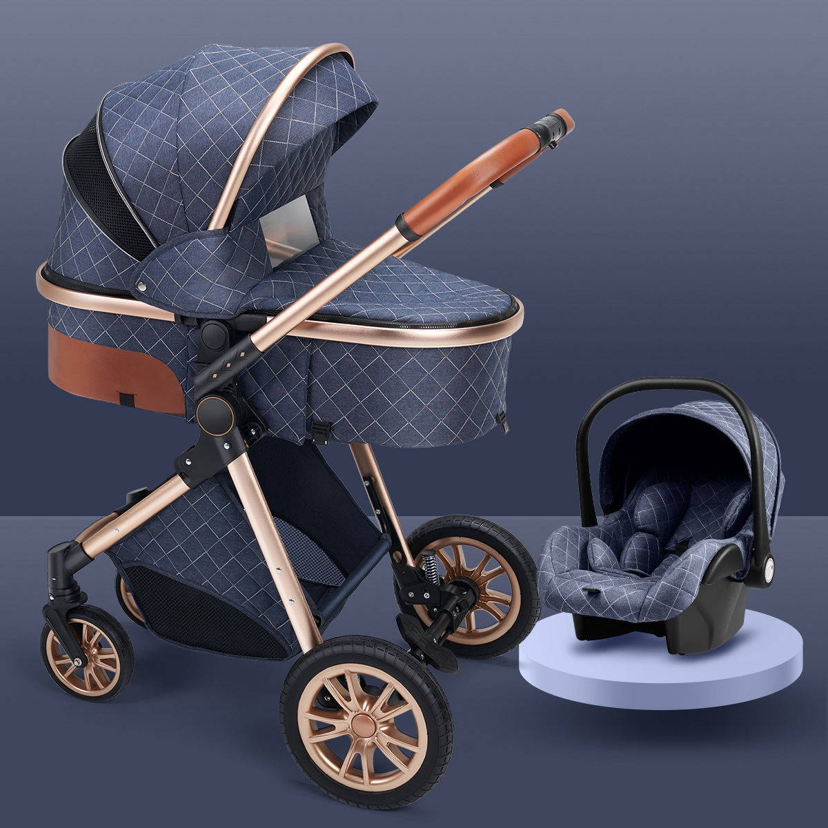 High landscape baby stroller that can sit or lie down lightweight folding
