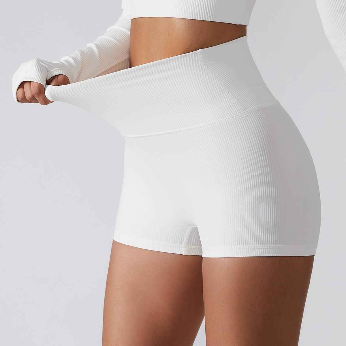 High-Waisted Ribbed Fitness Shorts