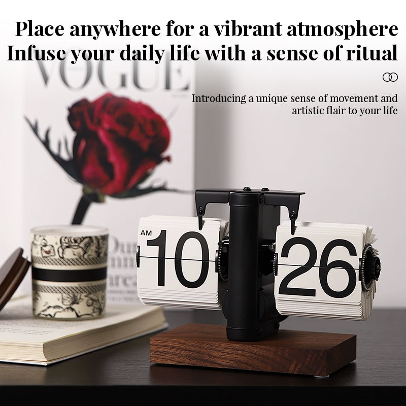 Retro flip digital clock, battery - powered mechanical clock for home & office decor