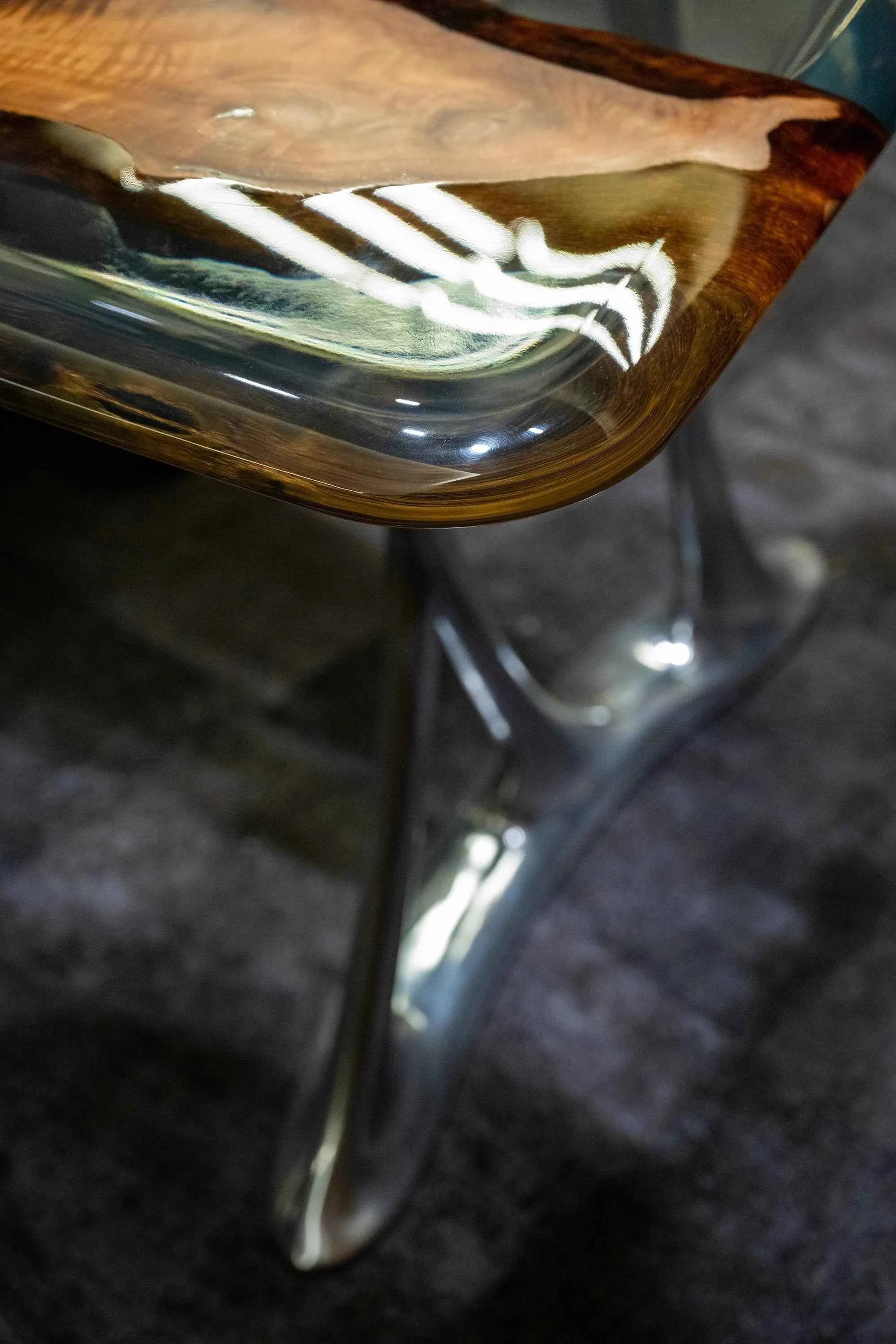 Luxury D-Shaped Walnut & Epoxy Executive Desk