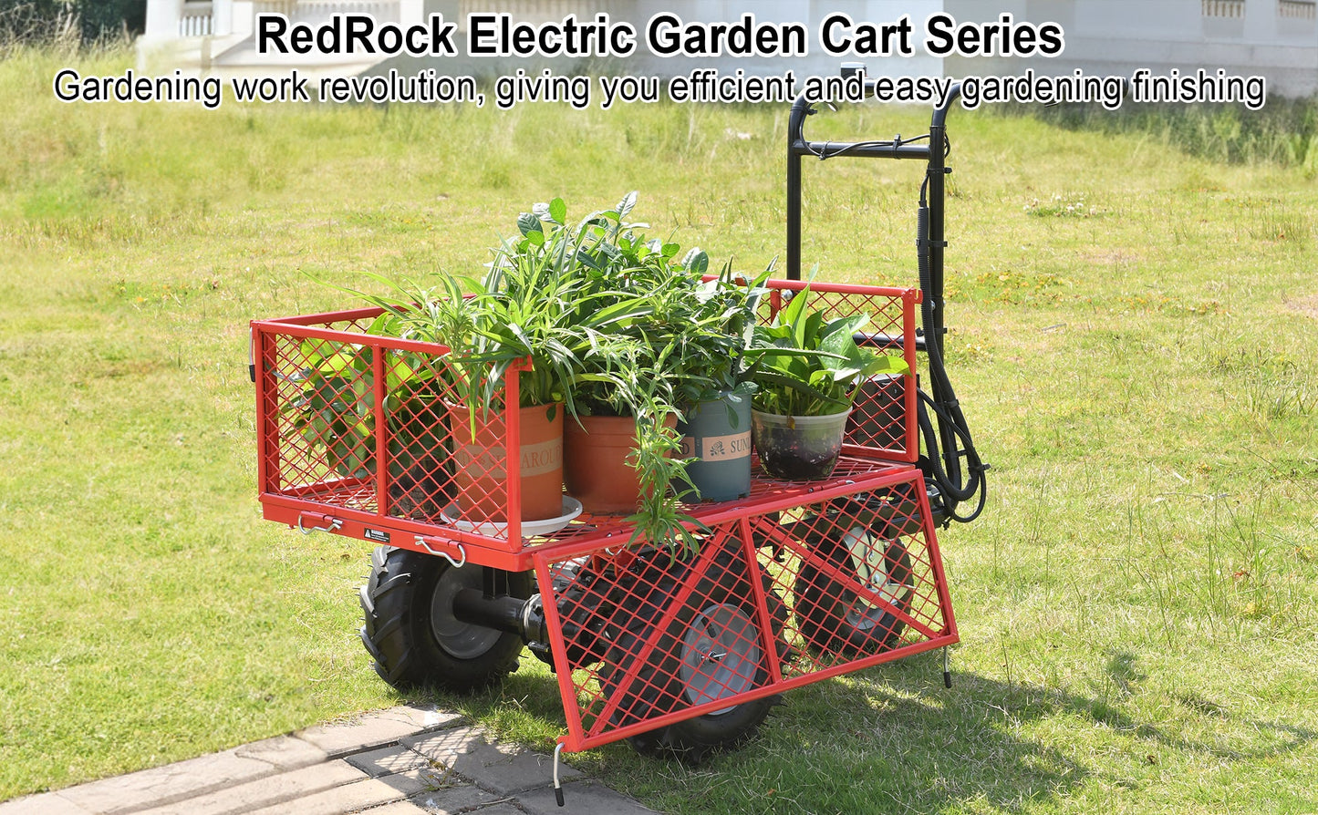 Wheelbarrow Utility Cart Electric Powered Cart 48V28Ah 500W Capacity 500lbs
