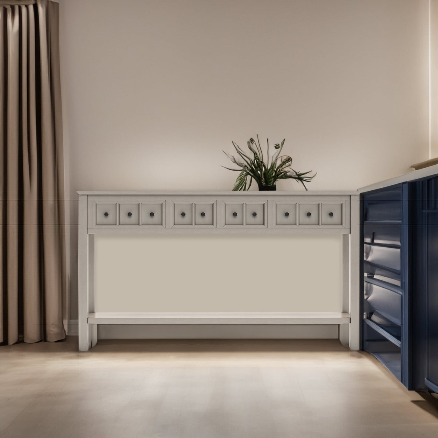 TREXM Rustic Entryway Console Table60" Long Sofa Table with two Different Size Drawers