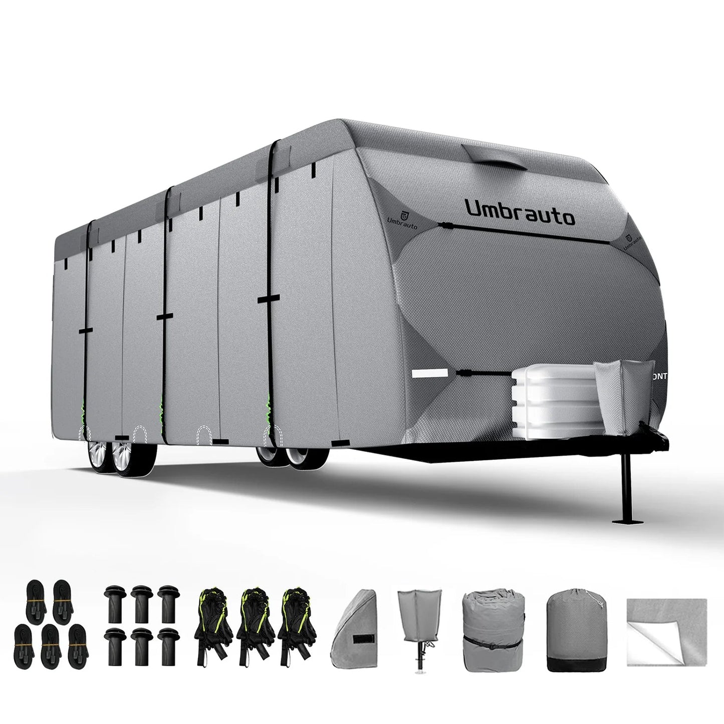 Umbrauto RV Cover,7 Layers Travel Trailer Cover, Waterproof Camper Cover,Grey
