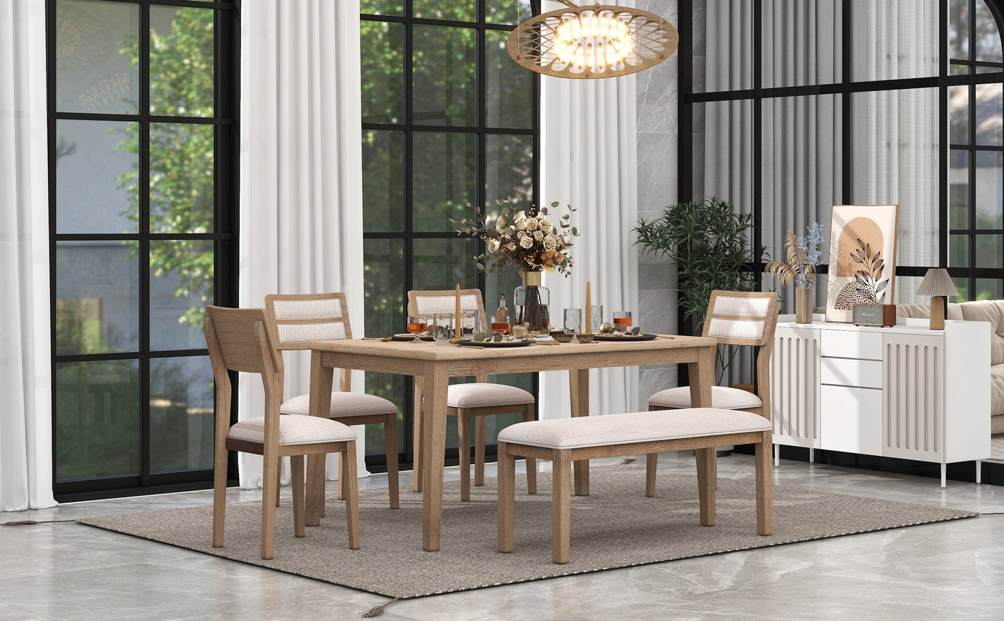 TREXM Classic and Traditional Style 6 - Piece Dining Set