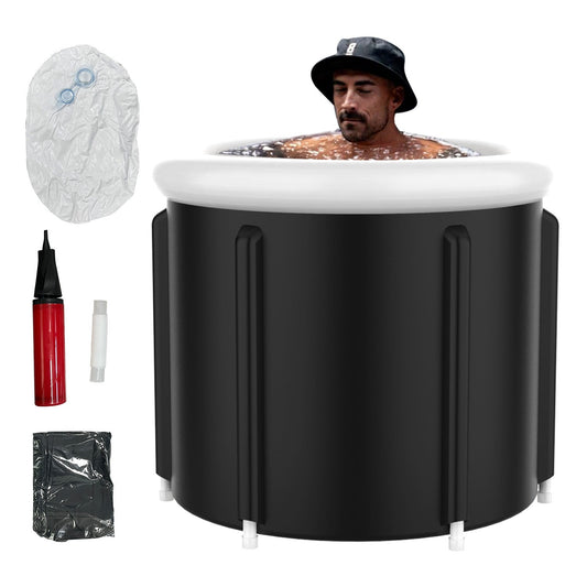 Black Ice Bath Bucket Large Household Foldable Bath Bucket PVC Padded SPA Bathtub