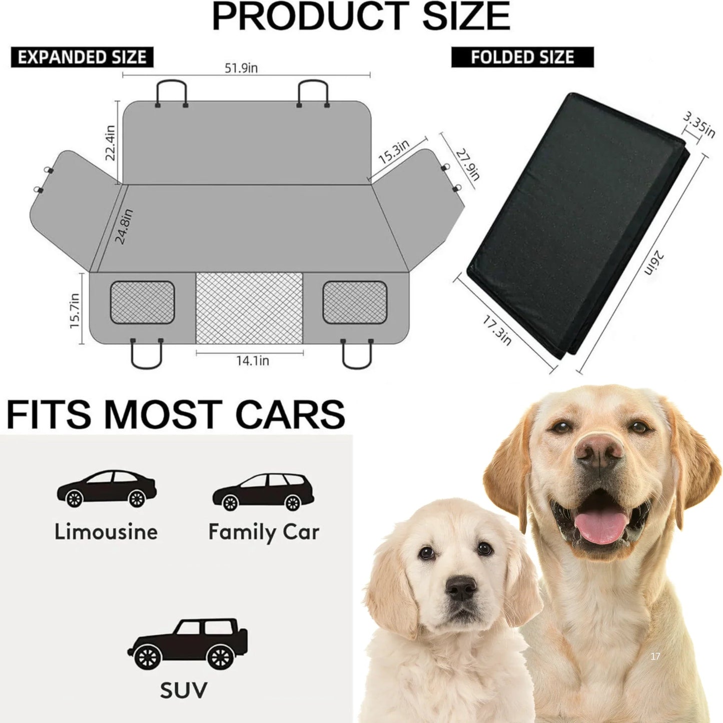 The Miracle Brands – Heavy-Duty Dog Car Seat Cover, 400 lbs. Support