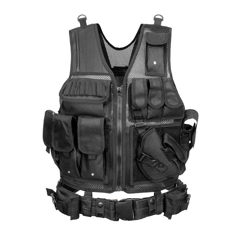 Tactical Vest for Men, Airsoft Vest, Black Molle Vest and Cap Protective Equipment