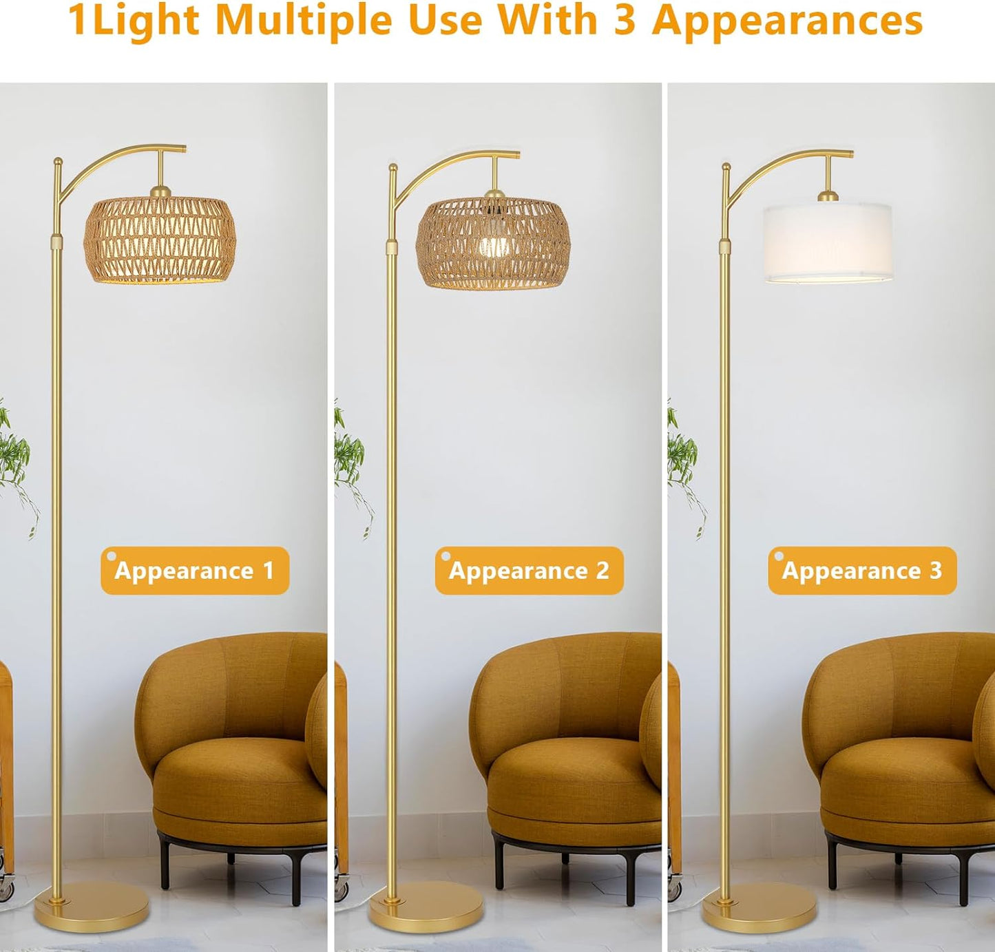 Arc Floor Lamp with 3 Color Temperatures
