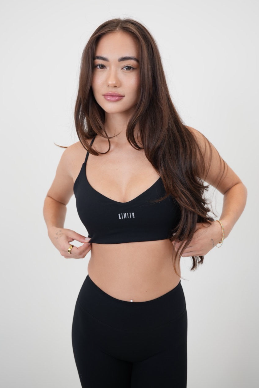 I Live in Luxury Black Sports Bra - Shoponestop.store