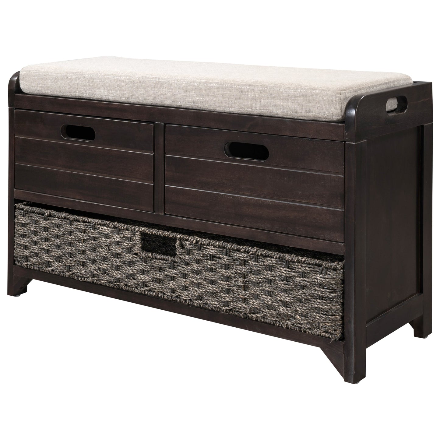 TREXM Storage Bench with Removable Basket and 2 Drawers
