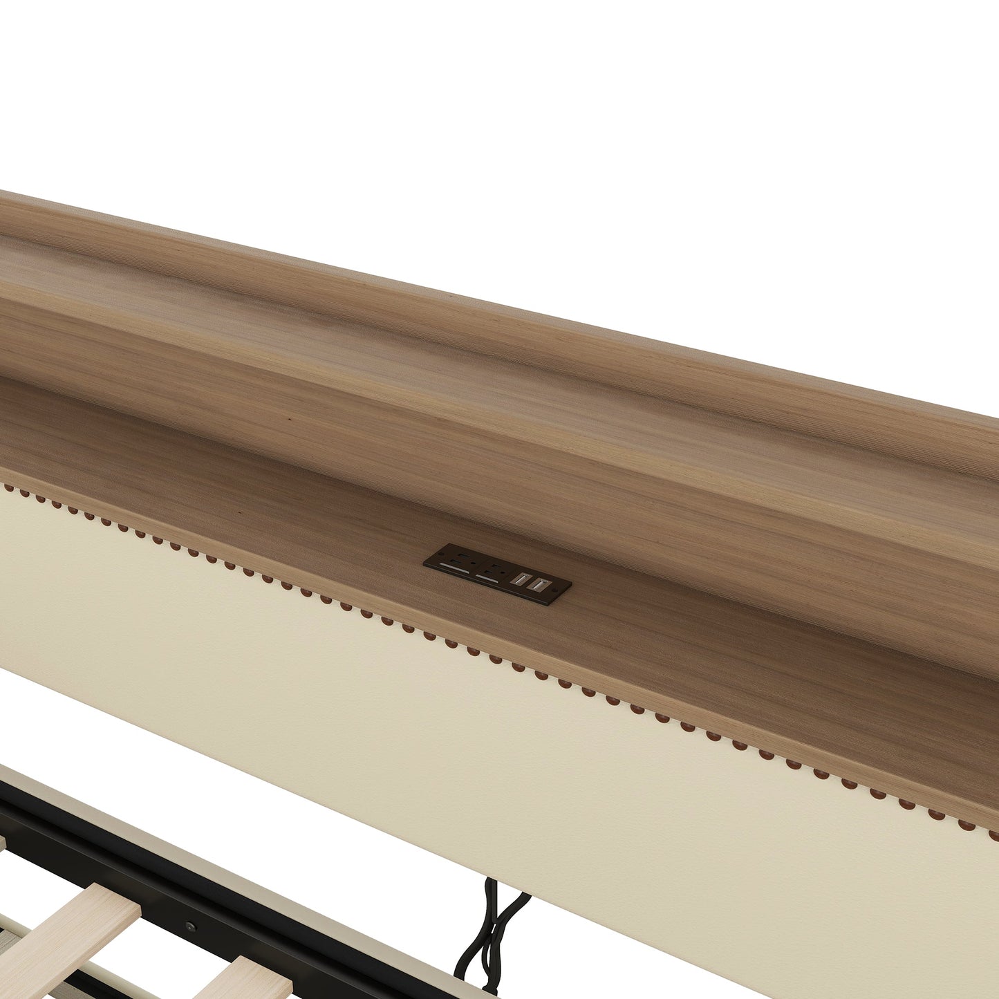 Twin Size Daybed with Trundle, Upholstered Daybed with Charging Station