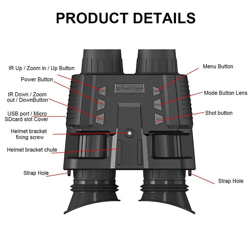 NV8000 Helmet-Mountable Night Vision Goggles. 3D, Infrared, 7-Level Brightness