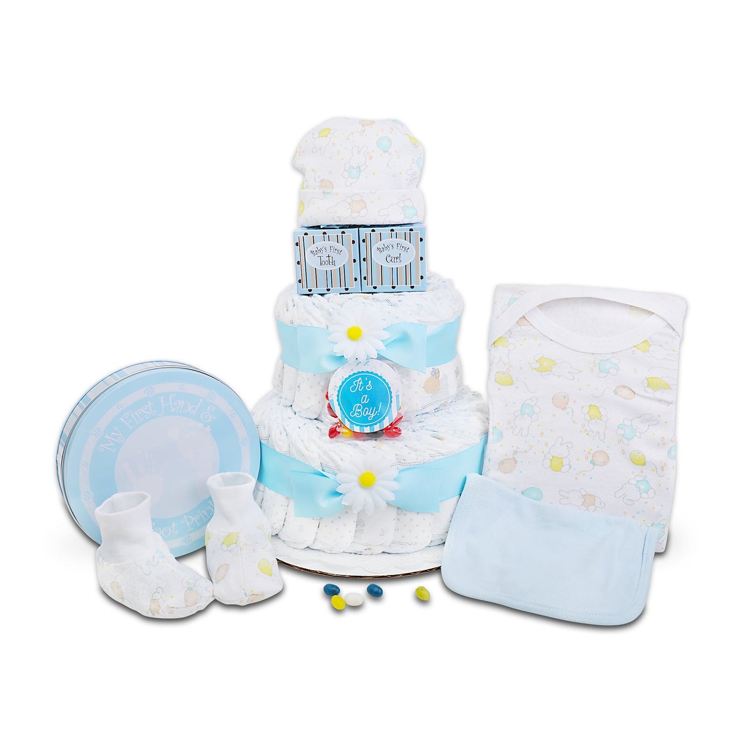 Blue Two-Tier Diaper Cake Gift