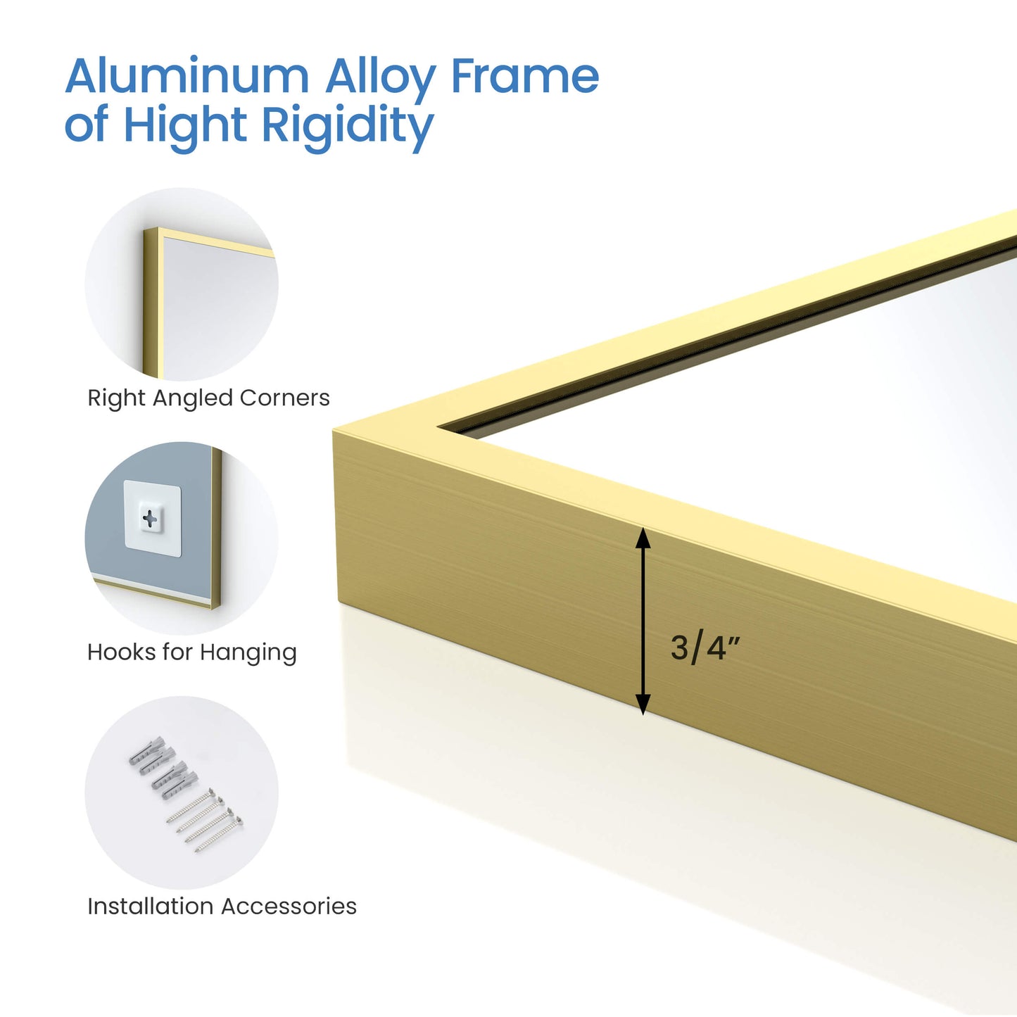 30" x 36" Metal Frame Shatterproof Wall Mount Mirror