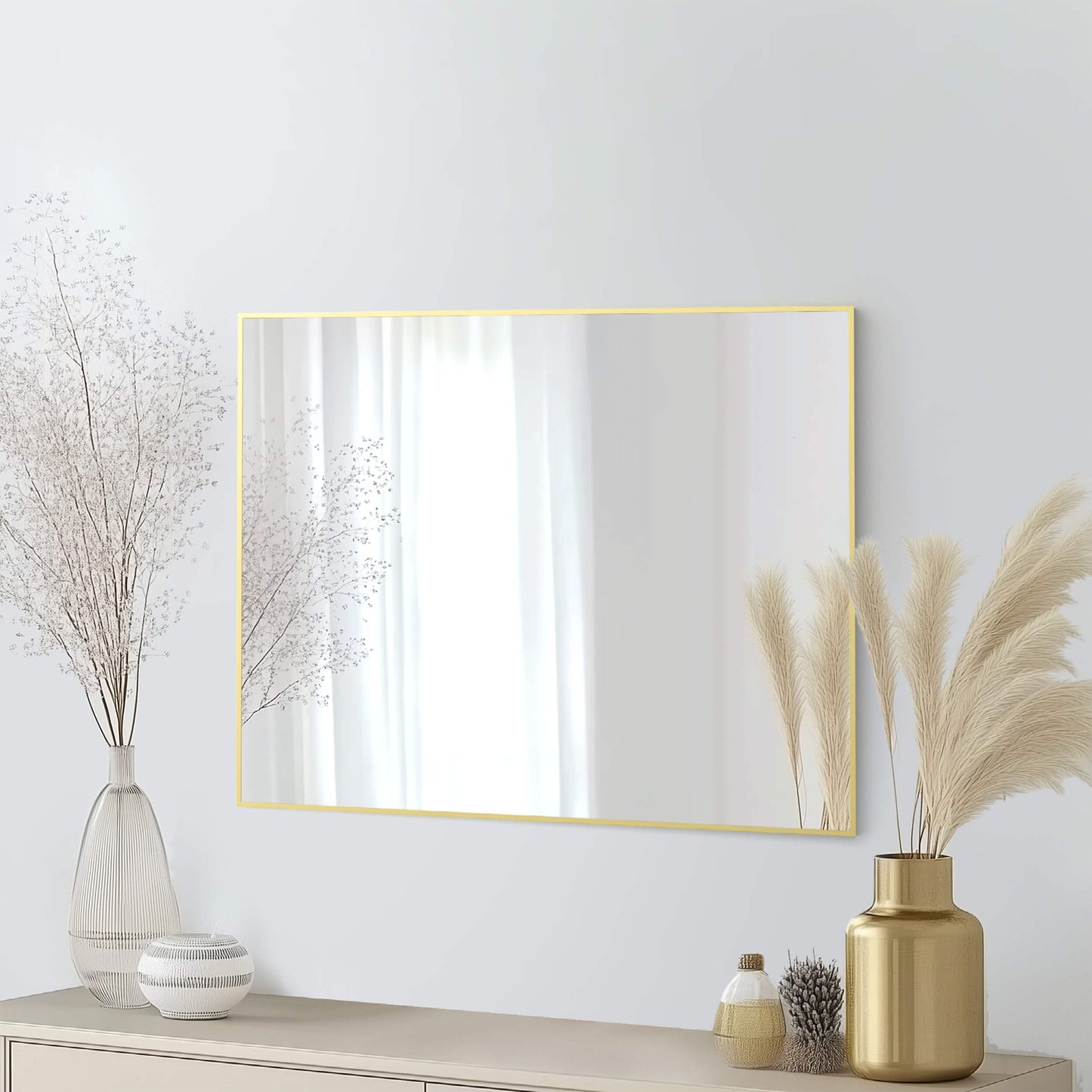 30" x 36" Metal Frame Shatterproof Wall Mount Mirror