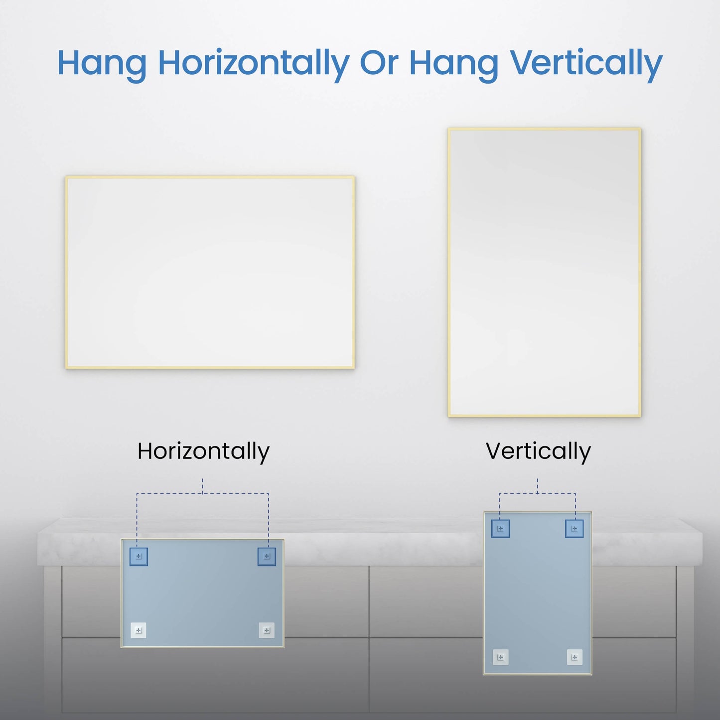 30" x 36" Metal Frame Shatterproof Wall Mount Mirror