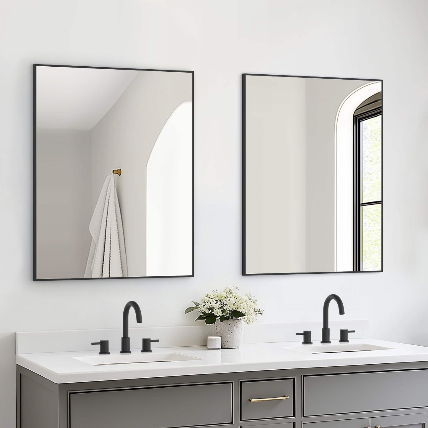 30" x 36" Metal Frame Shatterproof Wall Mount Mirror