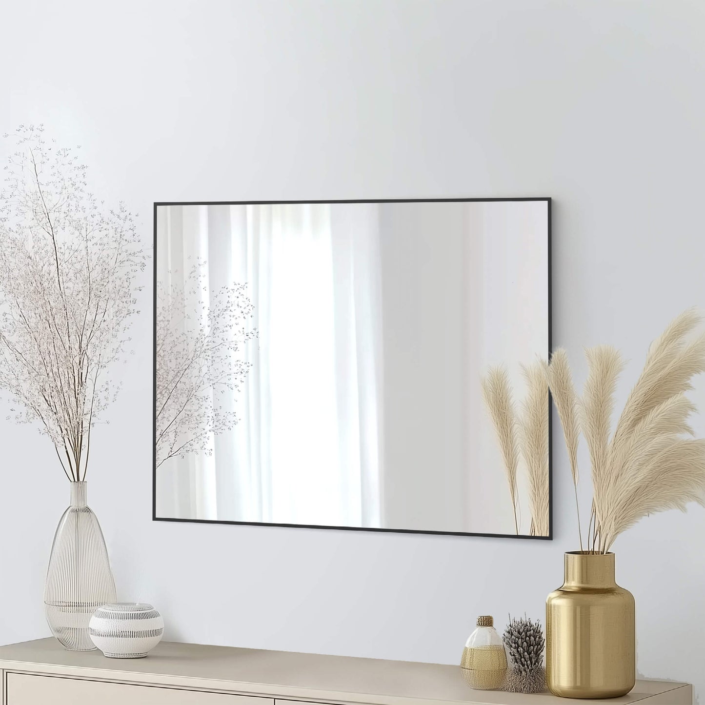 30" x 36" Metal Frame Shatterproof Wall Mount Mirror