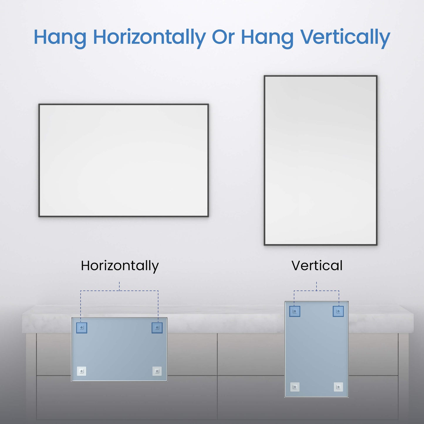 30" x 36" Metal Frame Shatterproof Wall Mount Mirror