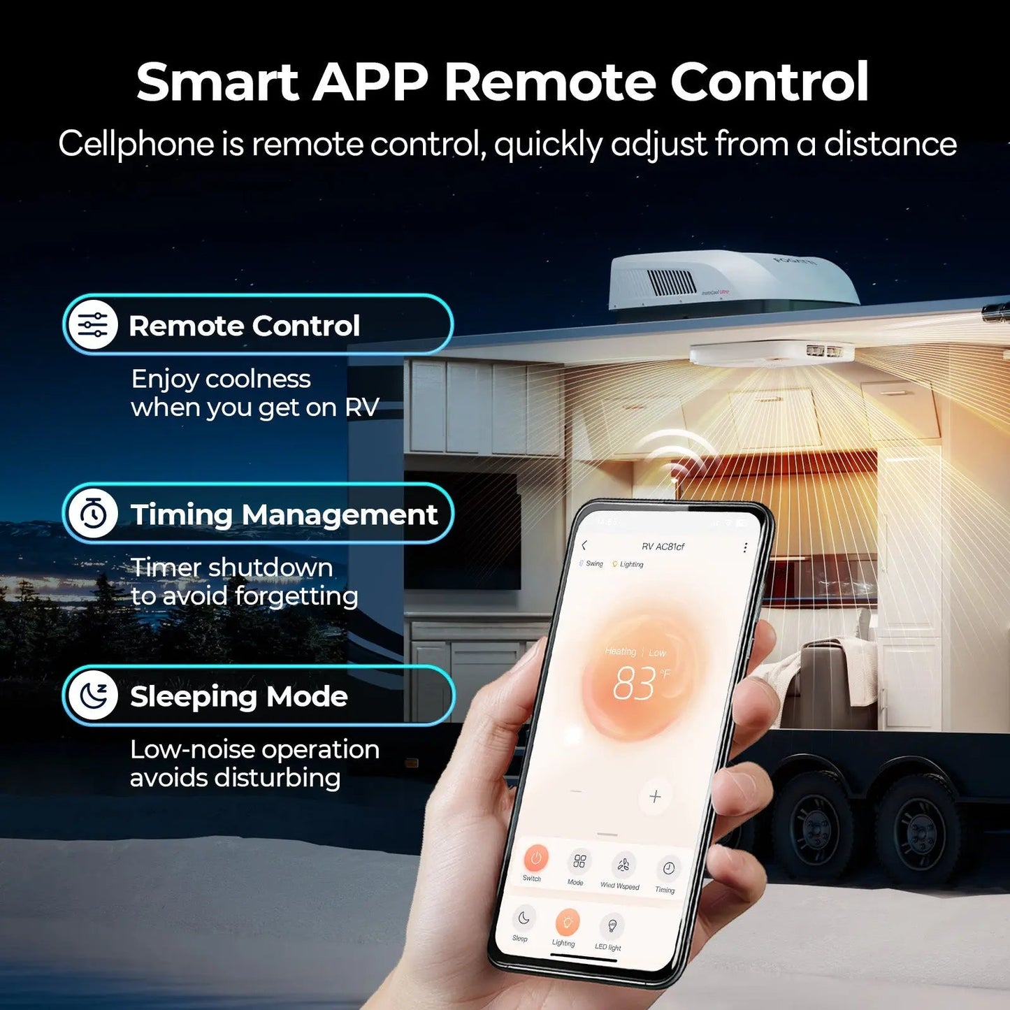 Fogatti InstaCool Ultra Rooftop RV Air Conditioner with Heat Pump