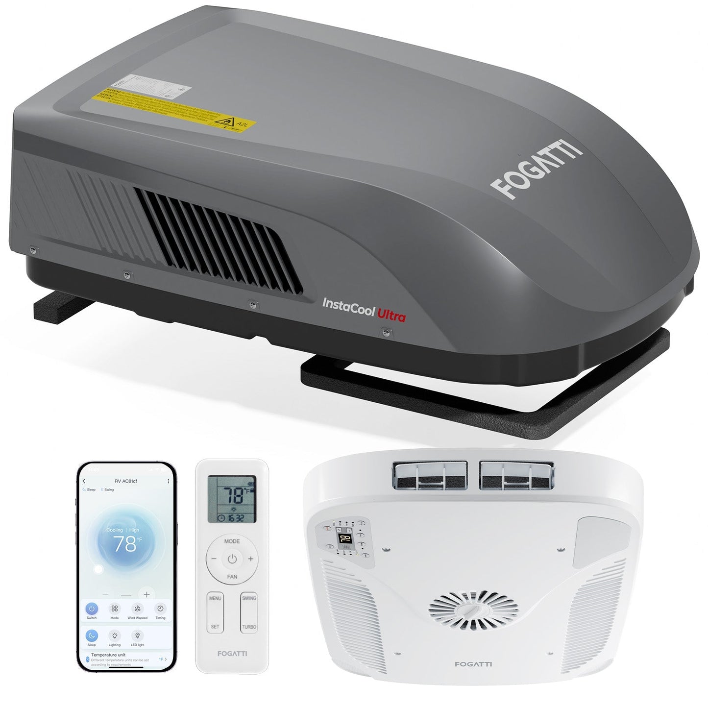 Fogatti InstaCool Ultra Rooftop RV Air Conditioner with Heat Pump