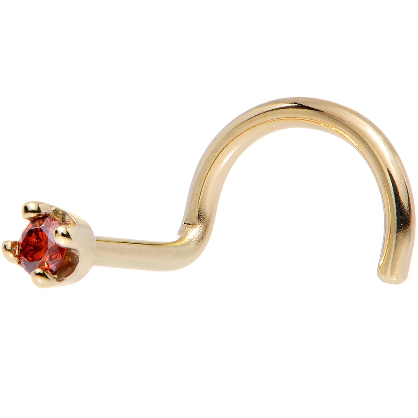 14k Yellow Gold 2mm Lab Grown Red Diamond Nose Ring