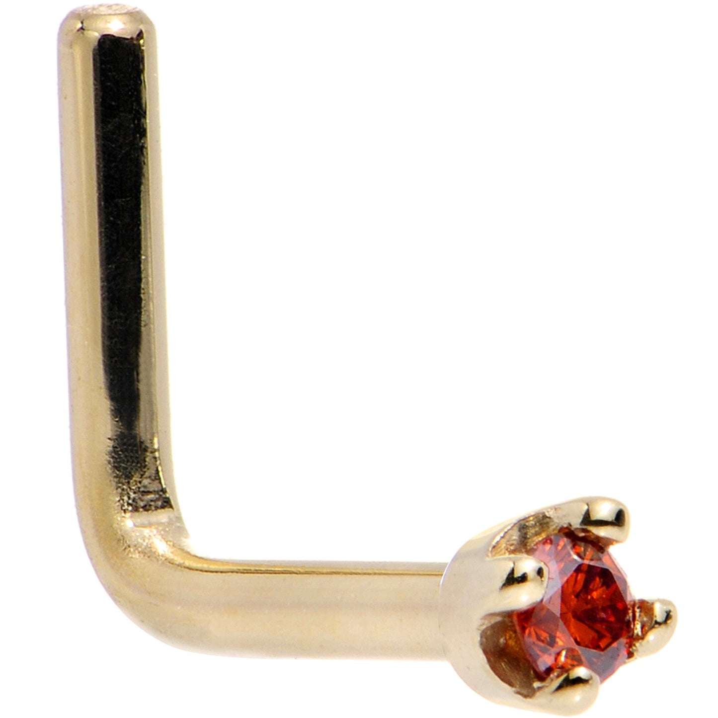 14k Yellow Gold 2mm Lab Grown Red Diamond Nose Ring